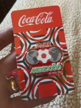 FIFA 2026 Coca Cola Mexico 86 Soccer Enamel Pin in Red and Green